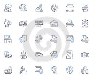 Mechanisms line icons collection. Gears, Levers, Springs, Cams, Pulleys, Cranks, Hinges vector and linear illustration