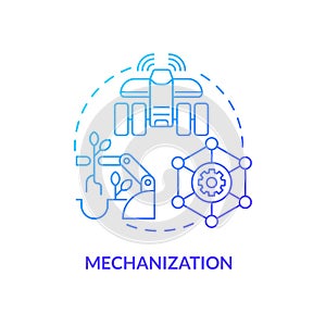 Mechanization blue gradient concept icon