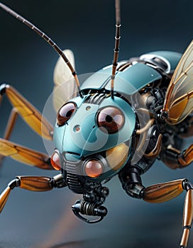 Mechanized Insect with Iridescent Wings photo