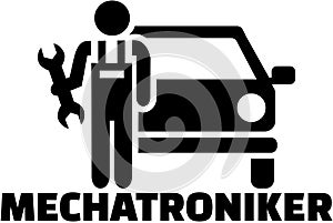 Mechatronics engineer icon with german job title