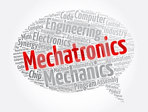 Mechatronics message bubble word cloud collage, concept background photo