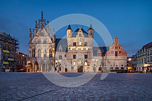 Town Hall at dusk in Mechelen