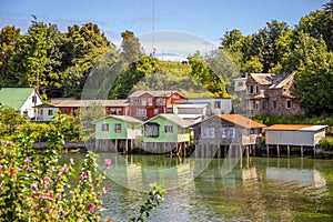 Mechuque, Chiloe Archipelago, Chile - View of the Stilt Houses photo