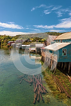 Mechuque, Chiloe Archipelago, Chile - View of the Stilt Houses photo