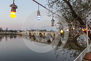 The Mecidiye bridge or the Meric bridge in Edirne Turkey. photo