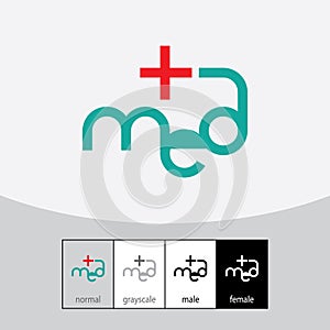 MED or Medical Logo With Cross. - Vector