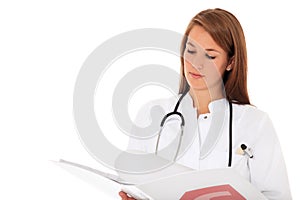 Med student studying clinical record