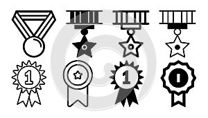 Medal Award Icon Set Simple Style