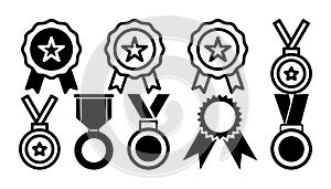 Medal Award Icon Set Simple Style