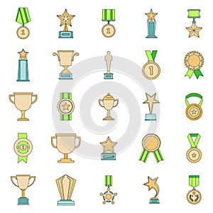 Medal award icon set vector color