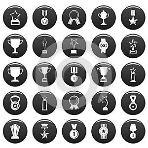 Medal award icon set vetor black