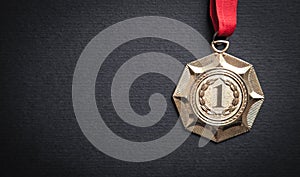 Medal awards for winner on black background