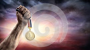 Medal Of First Place In Hand photo