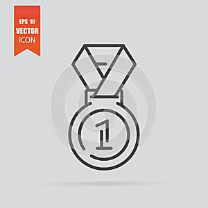 Medal icon in flat style isolated on grey background