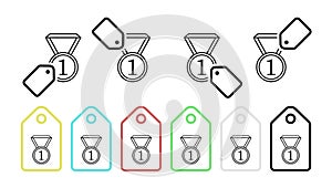 Medal number first vector icon in tag set illustration for ui and ux, website or mobile application cooking street food