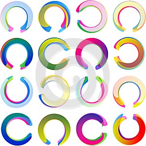 Medal Sticker Label Ring Circle Arc Swirl Multicolor Set