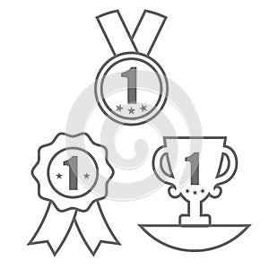 Medal, Trophy, and Ribbon Award Icon Set