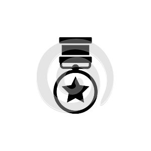 Medal of Valor. Medal of Honor. War Military Award Flat Vector Icon photo