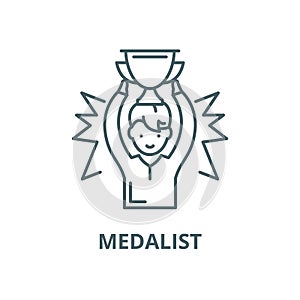 Medalist vector line icon, linear concept, outline sign, symbol