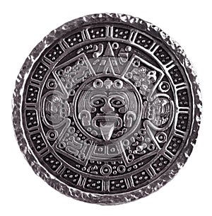 Medallion engraved with the Mayan calendar