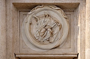 Medallion Justice on the Palazzo Montecitorio, seat of the Italian Chamber of Deputies in Rome