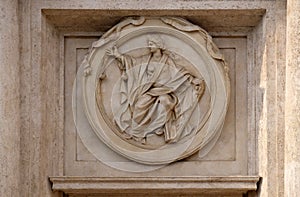 Medallion Justice on the Palazzo Montecitorio, seat of the Italian Chamber of Deputies in Rome photo