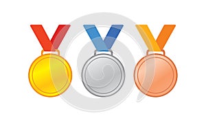 Medals with ribbons isolated