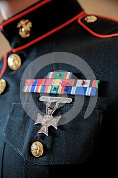 Medals on uniform of soldier