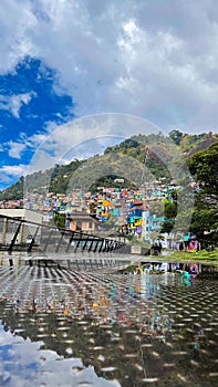 Medellin, Antioquia - Colombia. April 4, 2024. The UVA of the Armonia, the largest mural in the city