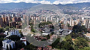 Medellin, Antioquia - Colombia. November 13, 2023. Panoramic of the El Poblado neighborhood, Commune number 14 photo