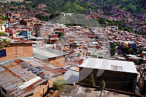 Famous District 13 of Medellin, view from the hill.