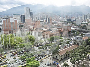 MedellÃÂ­n, Antioquia / Colombia - May 31, 2017. View of the city. San Juan Avenue and old railway station.