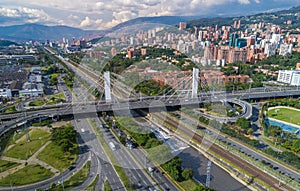 Aerial View of the MedellÃÂ­n 4 Sur Bridge photo