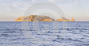 Medes island`s from L`estartit in Costa Brava, Spain.Summer Mediterranean Sea concept background