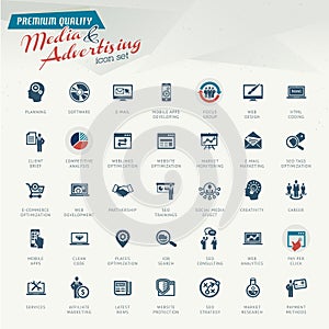 Media and advertising icon set