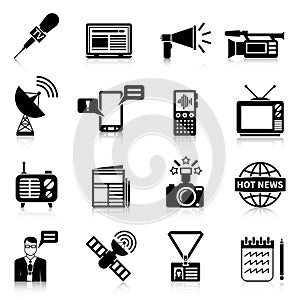 Media Black White Icons Set