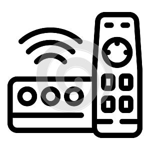 Media box icon outline vector. Home remote video