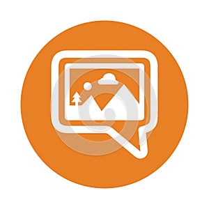 Media, chat, gallery icon. Orange vector sketch.