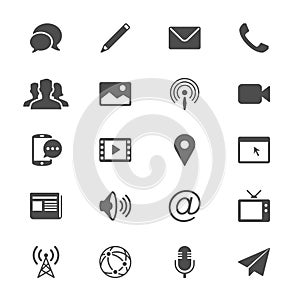 Media and communication flat icons