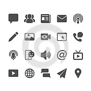 Media and communication glyph icons