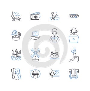 Media and communication line icons collection. Intermittance, Transmission, Histrionics, Projection, Lexicon