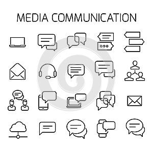 Media communication related vector icon set.