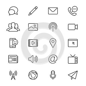 Media and communication thin icons