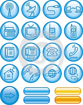 Media and communications icon set (Vector)