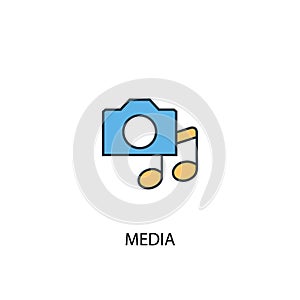 Media concept 2 colored line icon