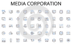 Media corporation line icons collection. Race, Sprint, Marathon, Field, Track, Jump, Throw vector and linear