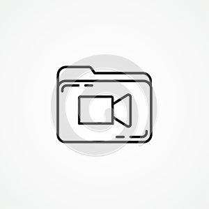 folder with video files line icon