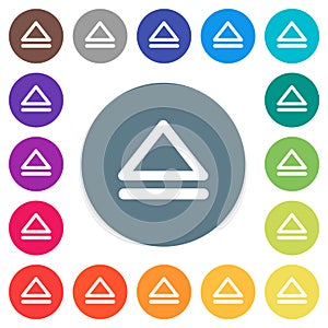 Media eject flat white icons on round color backgrounds