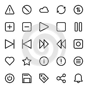 Media and Essential UI Icon in Line Style