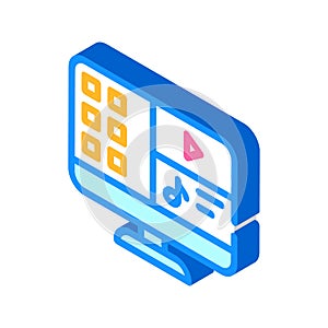 media files operating system isometric icon vector illustration